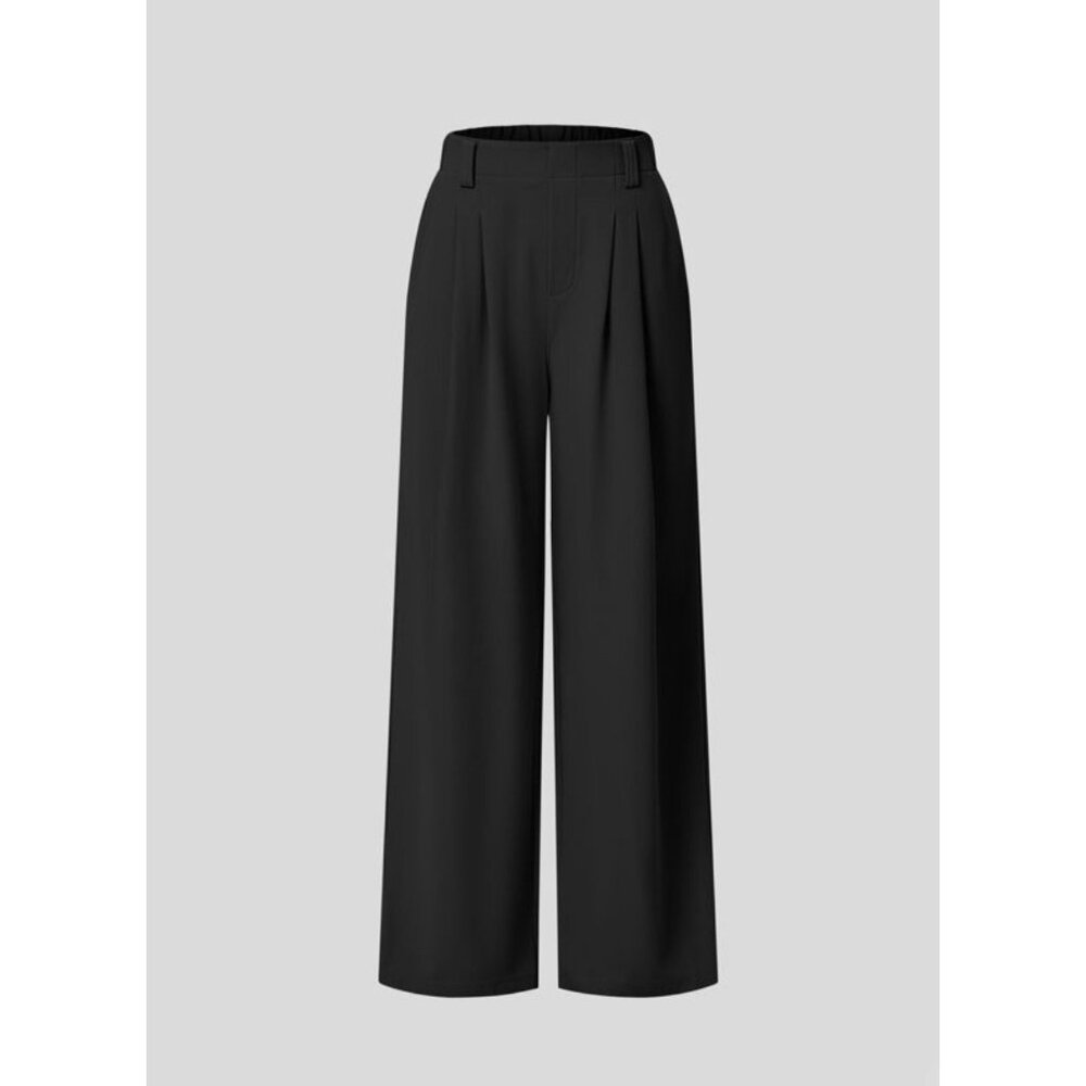 Halara High Waisted Wide Leg Waffle Casual Pants Sz Medium Womens Black Plicated - Picture 10 of 10